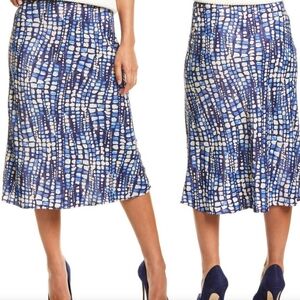 J. McLaughlin Blue Louisa May Cobblestone Bias Midi Skirt Womens 6 New WO Tags